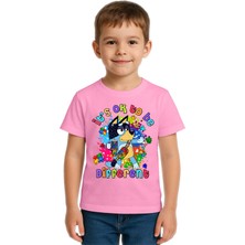 Sedirli Unisex Bluey Baskılı Çocuk Tişört Pamuklu Penye Kumaş