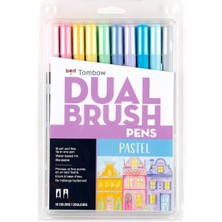 Tombow Abt Dual Brush Pen Grafik Kalemi 10'lu Set - Pastel Colors