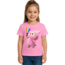 Sedirli Unisex Labubu Baskılı Çocuk Tişört Pamuklu Penye Kumaş