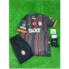 Alaturka Mix Galatâsarây. 2024/25 Isimsiz Alternatif Siyah Yeni Sezon Çocuk Forması 4'lü Set