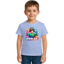 Sedirli Unisex Roblox Baskılı Çocuk Tişört Pamuklu Penye Kumaş