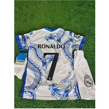 Alaturka Mix Ronaldo Cr7 Özel Konsept Beyaz/mavi Dragon Desenli Çocuk Forması 3 Lü Set