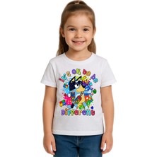 Sedirli Unisex Bluey Baskılı Çocuk Tişört Pamuklu Penye Kumaş