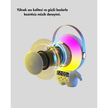 Najmaddin Karaoke Özellikli Astronot Bluetooth Hoparlör Kablosuz Mikrofonlu