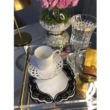 AGBTREND Majestik Siyah Dalgalı Nakış Peçete – 2'li Set 15X15CM Premium Kokteyl Sunum Peçetesi