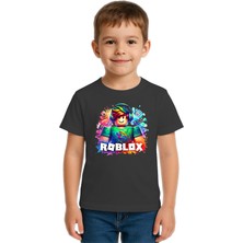 Sedirli Unisex Roblox Baskılı Çocuk Tişört Pamuklu Penye Kumaş