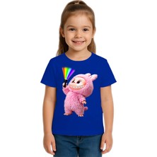 Sedirli Unisex Labubu Baskılı Çocuk Tişört Pamuklu Penye Kumaş