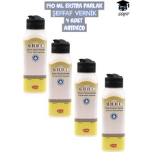 140 ml Ekstra Parlak Şeffaf Vernik 4 Adet Artdeco Su Bazlı
