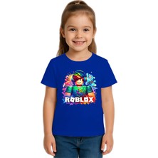 Sedirli Unisex Roblox Baskılı Çocuk Tişört Pamuklu Penye Kumaş