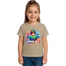 Sedirli Unisex Roblox Baskılı Çocuk Tişört Pamuklu Penye Kumaş