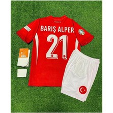 Alaturka Mix Türkiye Euro 2024 #21 Barış Alper Yılmaz Çocuk Forması 4'lü Set (Euro 2024 Patch) Red