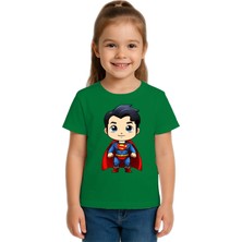 Sedirli Unisex Superman Baskılı Çocuk Tişört Pamuklu Penye Kumaş