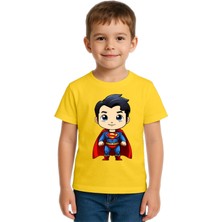Sedirli Unisex Superman Baskılı Çocuk Tişört Pamuklu Penye Kumaş
