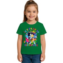 Sedirli Unisex Bluey Baskılı Çocuk Tişört Pamuklu Penye Kumaş