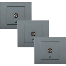 Ovivo Grano Uydu Prizi F Tip Sonlu Çerçeveli Füme 3 Adet Sıva Altı