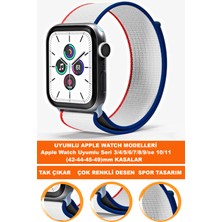  apple watch 3/4/5/6/7/8/9/se (42-44-45-49mm) ve serı10-11 saatlerle uyumlu loop tekstil saat kordonu kayışı loop-42mm-model-6