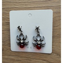 Metal Giyim Örümcek Yıldız Detaylı Gotik Tarz Taşlı Küpe