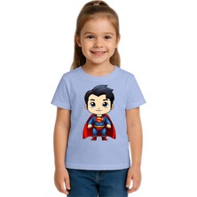 Sedirli Unisex Superman Baskılı Çocuk Tişört Pamuklu Penye Kumaş