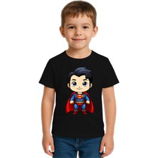 Sedirli Unisex Superman Baskılı Çocuk Tişört Pamuklu Penye Kumaş