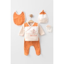 Zeynuko Erkek Bebek Çizgili Yıldızlı %100 Pamuk 0-3 Ay 5'li Yenidoğan Hastane Çıkışı Zıbın Seti Kutuu