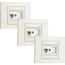 Ovivo Grano Data Prizi Çerçeveli Beyaz 3 Adet Sıva Altı