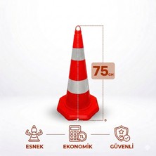 Ferizli Reklam 75 cm Pvc Kırılmaz Yol Konisi - Otopark ve Trafik Düzenleyici