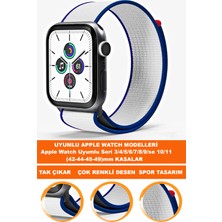  apple watch 3/4/5/6/7/8/9/se (42-44-45-49mm) ve serı10-11 saatlerle uyumlu loop tekstil saat kordonu kayışı loop-42mm-model-7