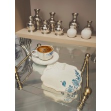 AGBTREND 2 Adet Pip Royal Uyumlu Mavi Beyaz Nakışlı Lüks Keten Sunum Peçetesi 15X15CM