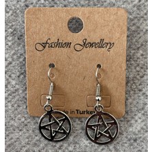 Metal Giyim Pentagram Küpe