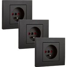 Ovivo Grano Ups Topraklı Priz Çerçeveli Siyah 3 Adet Sıva Altı