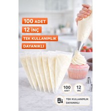 Yeterx 100 Adet Krema Sıkma Torbası 12 Inç Pasta Krema Torbası Tek Kullanımlık