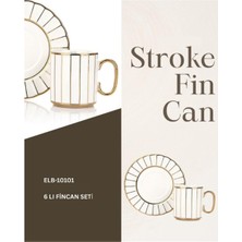 Mien Stroke 90 cc Porselen Türk Kahvesi Fincanı Takımı 6 Kişilik – Gold Çizgili Şık Kahve Fincan Seti
