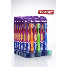 Difaş Kids Çocuk Diş Fırçası 12 Adet Standlı Yumuşak Kıllı Koruyucu Kapaklı Toplu Paket