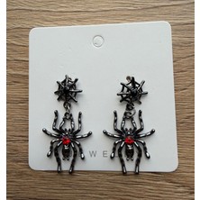 Metal Giyim Örümcek Ağ Detaylı Gotik Küpe