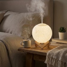 Akıllı Durak Ad 3D Ay Tasarımlı Su Yenilemeli USB Hava Nemlendiricisi – Dokunmatik, 3 Renk Işık Modlu (Gün Işığı / Beyaz / Sarı Işık) gece Lambası