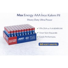 Max Energy Aaa Ince Kalem Pil 1.5V R03 Heavy Duty Ultra Power 4 Lü 15 Paket