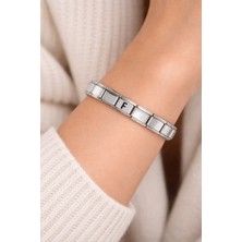 Hsc Bilişim F Harfli Çelik Bileklik – Kişiye Özel Baş Harf Bileklik – Paslanmaz Çelik ve Zarif Kadın Bilekl