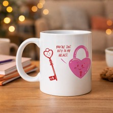 Hsc Bilişim Model 27 – You’re The Key To My Heart Tasarımlı Porselen Kupa - Sevgiliye Arkadaşa Özel Anlamlı Hed