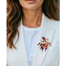 Rachel Silver Inci Taşlı Mineli Gold Renk Balık Broş