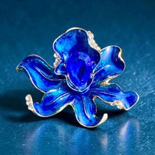 Rachel Silver Safir Zirkon Taşlı Altın Renk Mineli Çiçek Broş