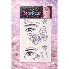 Bear & Pear Kelebek Kristal Işıltılı Yüz ve Vücut Taşları Beyaz Düş
