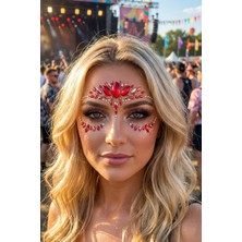 Bear & Pear Red Punch Işıltılı Yüz Mücevheri, Kendinden Yapışkanlı Kırmızı Yüz Taşı