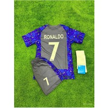 Alaturka Mix Ronaldo Cr7 Gri/mavi Desenli Çocuk Forması 3 Lü Set