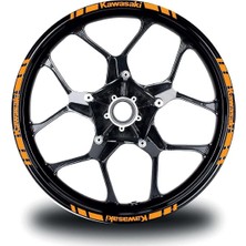 Kawasakı Yazılı Kısa Dış Şerit 16'lı Tek Renk Jant Sticker Modeli