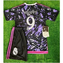 Alaturka Mix 'real'madrid' 'kylian Mbappe 9 Siyah-Mor Özel Tasarım Çocuk Forması 3'lü Takım