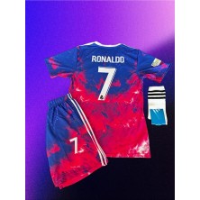 Alaturka Mix Real. Madrid. Ronaldo Konsept Çocuk Forması Dalgalı 3 Lü Set (Kırmızı) Spor T-Shirt
