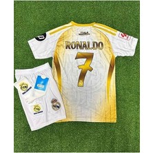 Alaturka Mix Real Madrid C.ronaldo Özel Konsept Çocuk Forması Çorap Bileklik Hediyeli (White/gold)