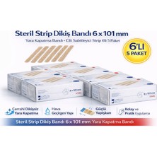 Hsc Bilişim Steril Strip Dikiş Bandı 6 x 101 mm Yara Kapatma Bandı Cilt Sabitleyici Strip 6’lı 5 Paket