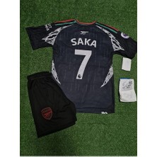 Alaturka Mix Arsenal 2024/25 Yeni Sezon Bukayo Saka Deplasman Çocuk Forması 4lü Set (Black)