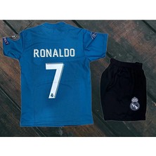Alaturka Mix Cristiano Ronaldo Cr7 Özel Tasarım  R€al Mædrid Turkuaz Çocuk Forması